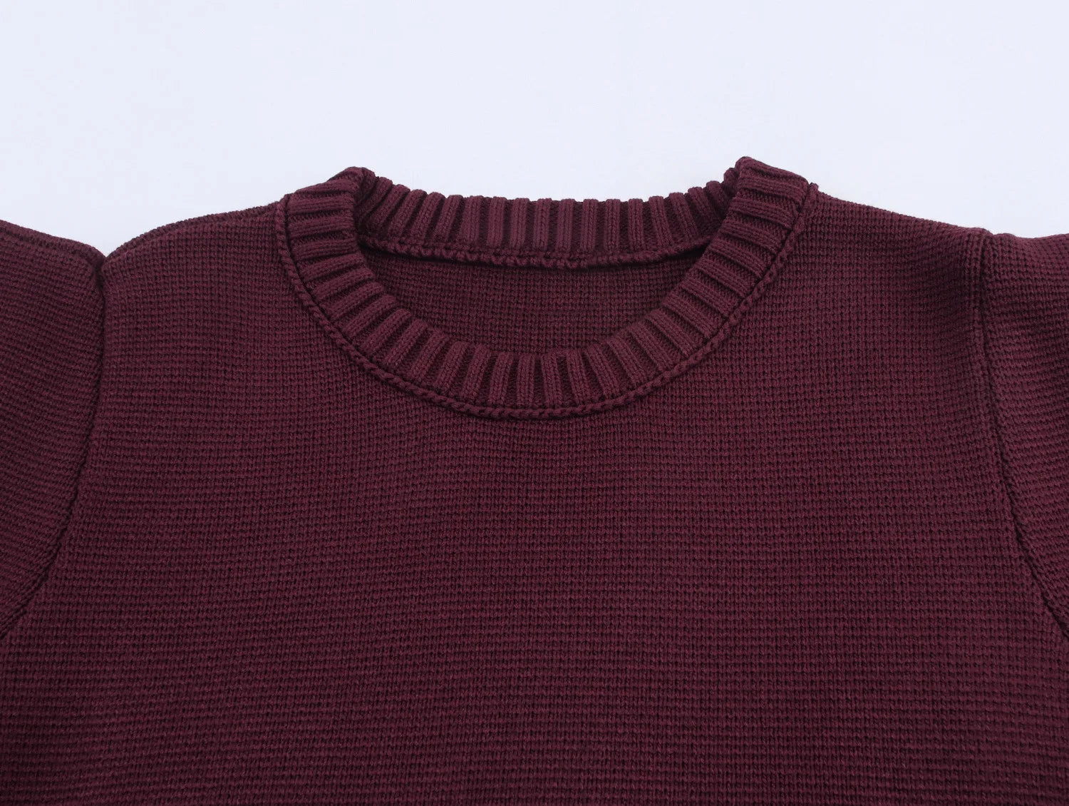 Woman's Knitted Pullover Round Neck Pleated Short Sleeve Slim Solid Color Cropped Sweater Simple Commuter Autumn Female Top