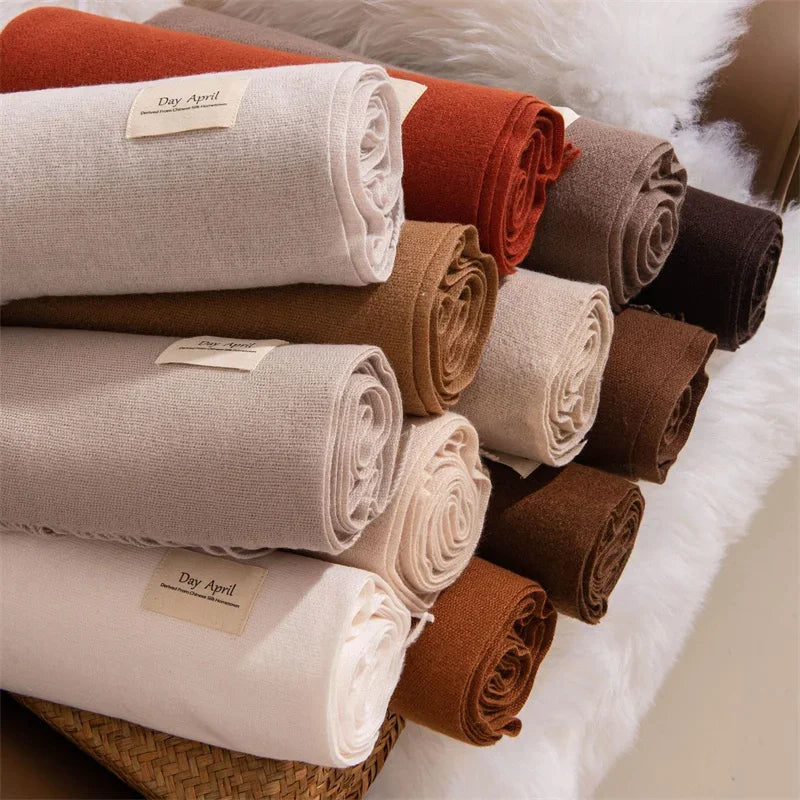 Cashmere Scarves for Women 2024 Winter Shawls Warm Wraps Lady Pashmina Solid Print Blanket Scarf Neck Headband Hijabs Stoles