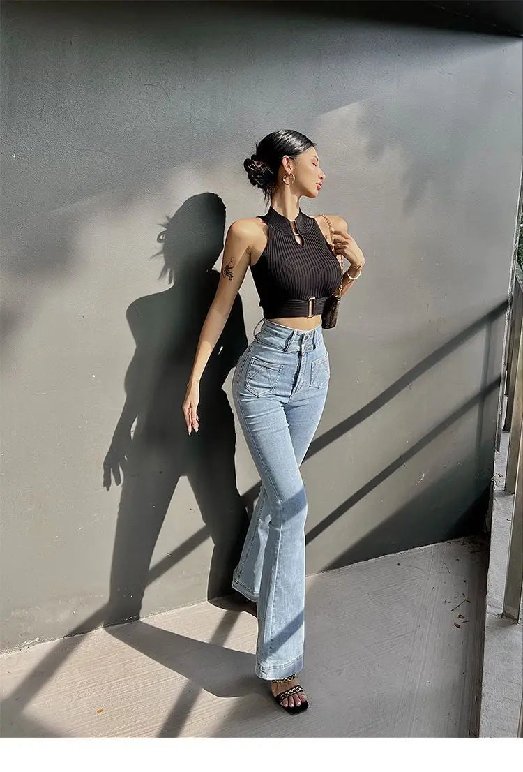 2025 Women Sexy Tank Tops Chic Y2K Tops Halter Off Shoulder Tops Crop Elastic Solid Tank for Women Summer