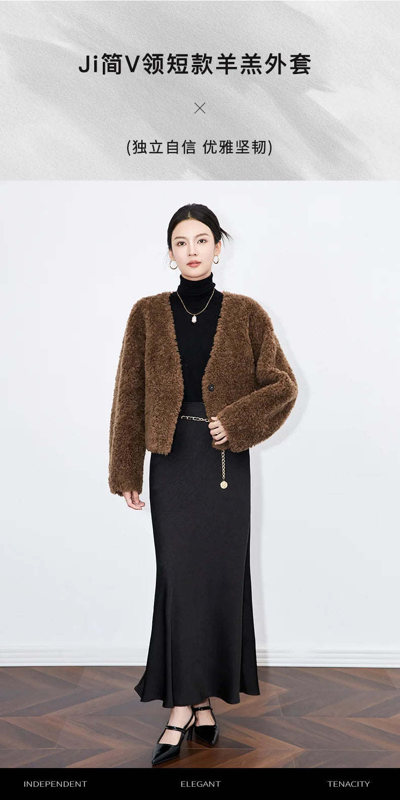 100% Wool Short Jackets for Women 2024 Autumn Winter V Neck Lamb Wool Coat Womens Clothing Fashion Outerwears Casaco Feminino