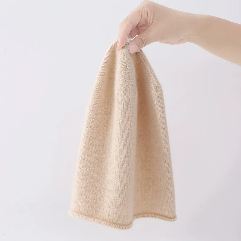 100% pure goat wool hat in winter men and women couples knitted piles of hats to keep warm and versatile