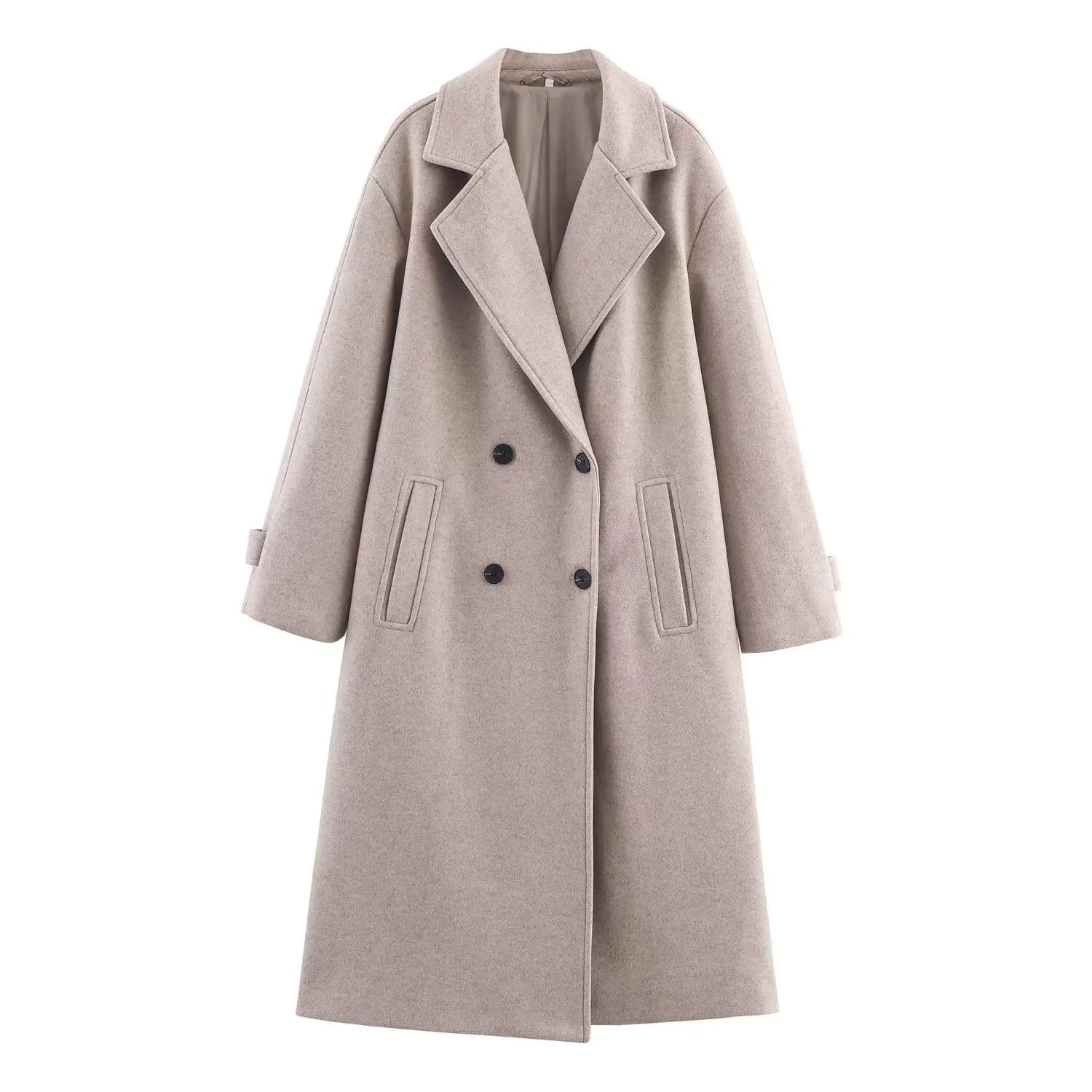 Women's Overcoat 2025 Autumn Winter New Fashion Laple Long Sleeves Double-Breasted Coat Female High Street Elegant New Coats