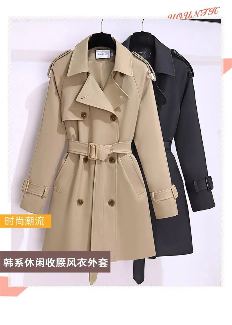 Trench Coat Women's Suit Collar Coat 2025 New Spring Autumn Female Long Jacket Waist Temperament Popular Windbreaker Overcoat