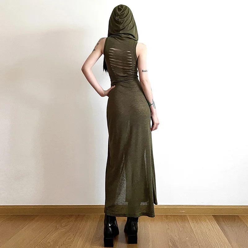 2023 Summer Fashion Trend Women's Clothing New Hooded Loose Hem Slit Personalized Dress Party Dress Club Clothing
