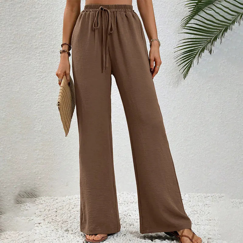 New Women Trousers Summer Streetwear Fashion Lace-up Loose Casual Slim Pants Elegant Lady Personality Versatile Knitted Clothing