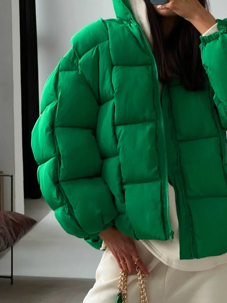 Winter Jackets for Women 2025 Thick Warm Loose Fashion Quilted Jacket Female Interchange High Street Green Baggy Puffer Coat