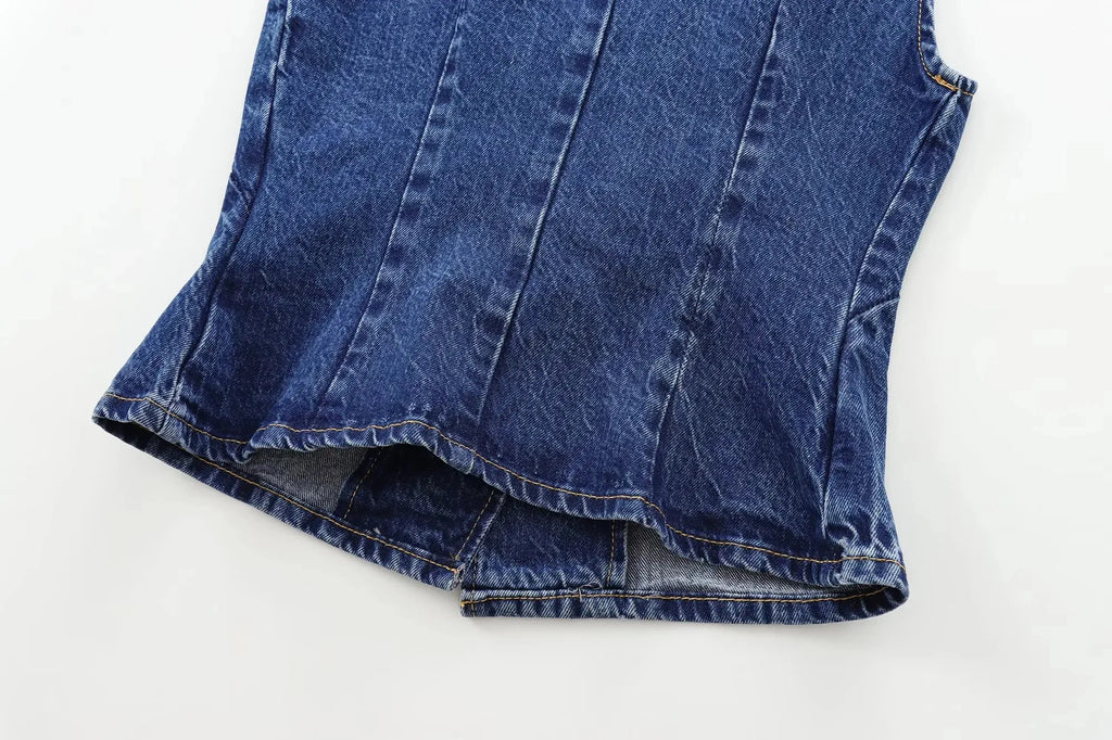 Women's Vest 2025 New Fashion Denim Vest Top Ladies Casual Cropped Sleeveless Jacket Coat Streetwear Waistcoat Outerwears