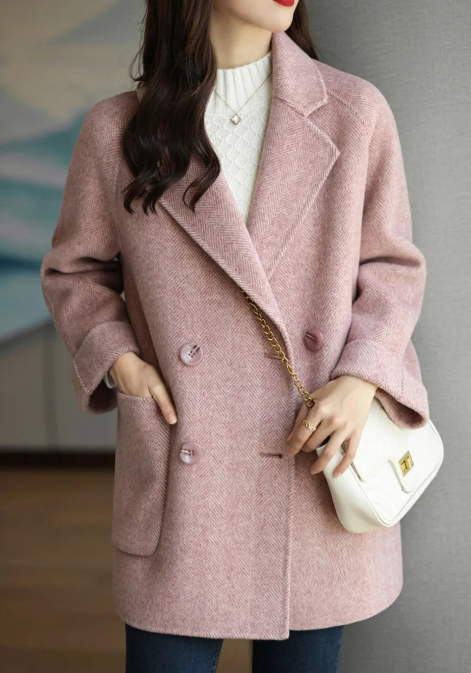 Wool Coat Elegance Coats and Jackets Women New In Autumn Winter Jacket Women Korean Style Long Sleeve Office Lady Trench Coat