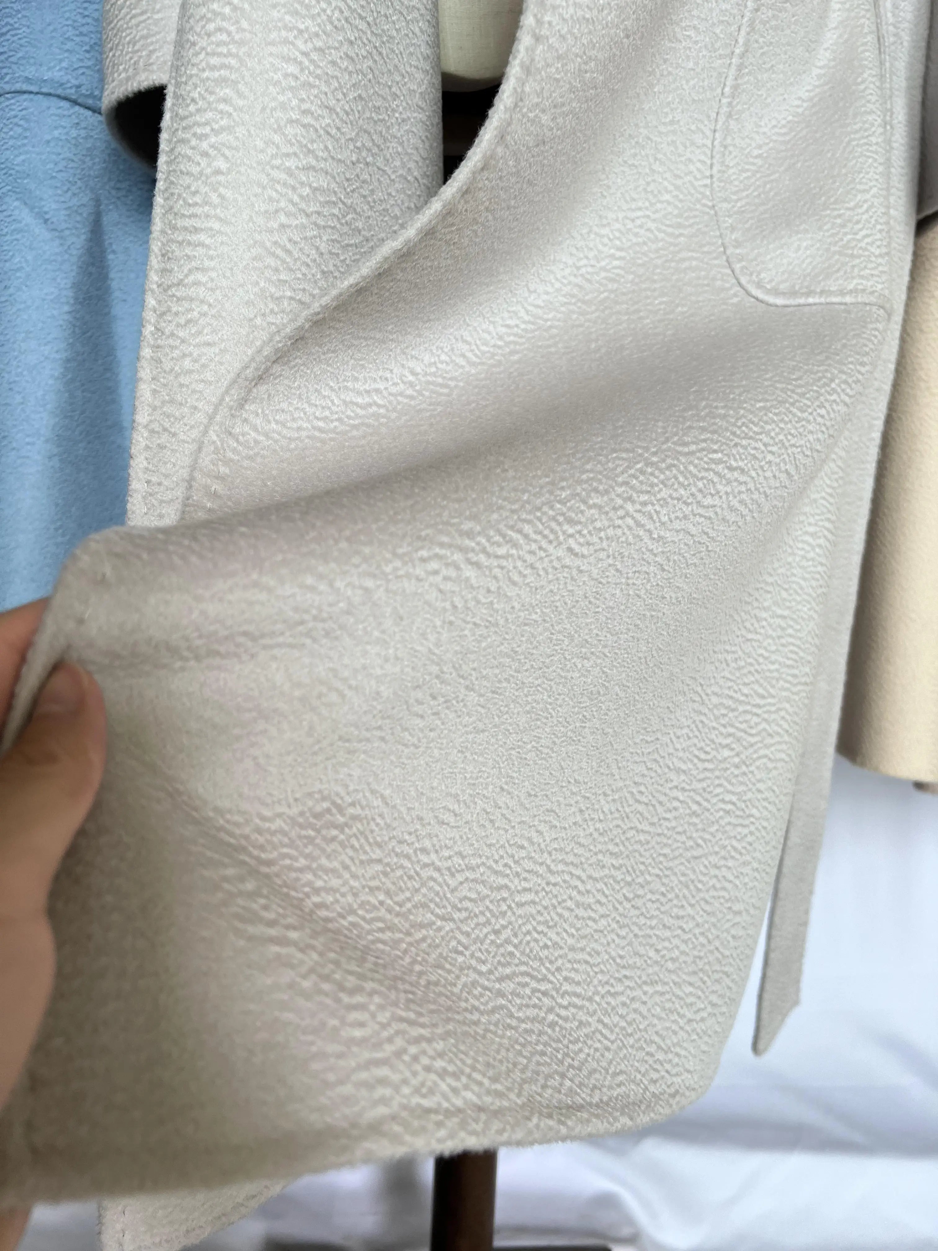 Cashmere Coat Female Winter Mid-Length Corrugated Coat Black Wool Coat Woman Autumn New Casual Fashion Red Beige Lace-Up Coat