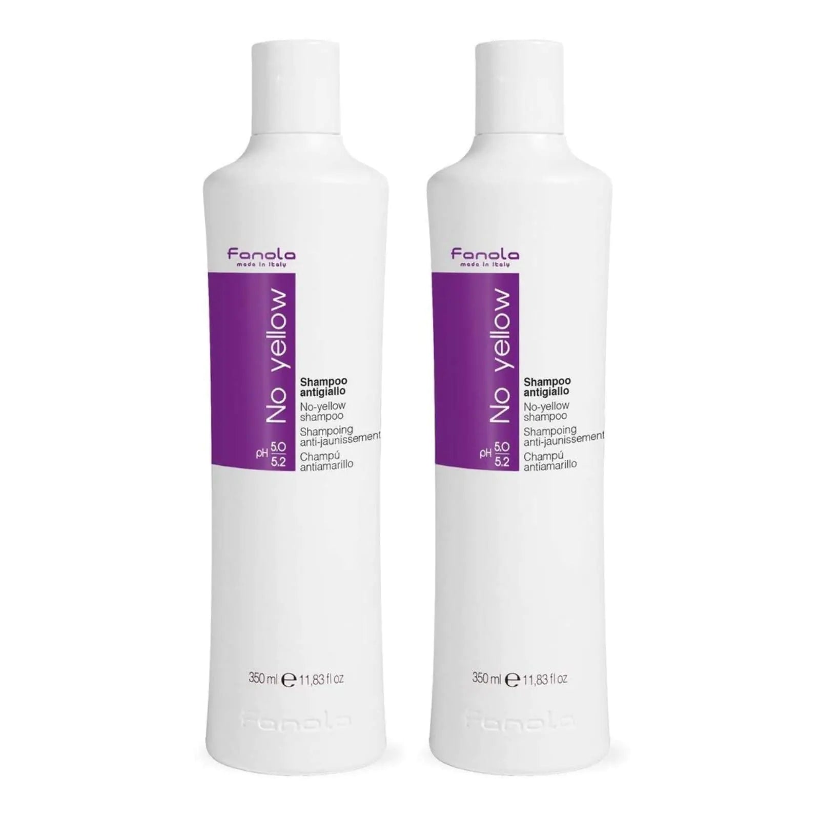 Fanola No Yellow Shampoo 11.8oz / 2pk - Color Depositing Purple Shampoo for Blonde Silver Gray and Highlighted Hair - Anti Brass Shampoo Toner to Remove Yellow Tones & Brassiness from Bleached Hair