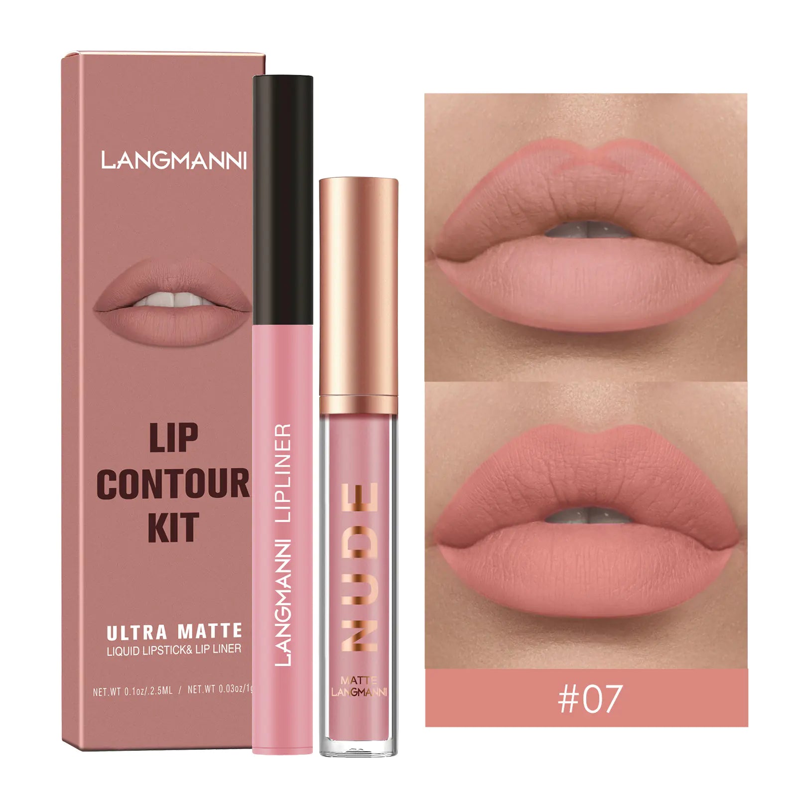 Matte Lip Gloss Set with No-Stain Lip Liner