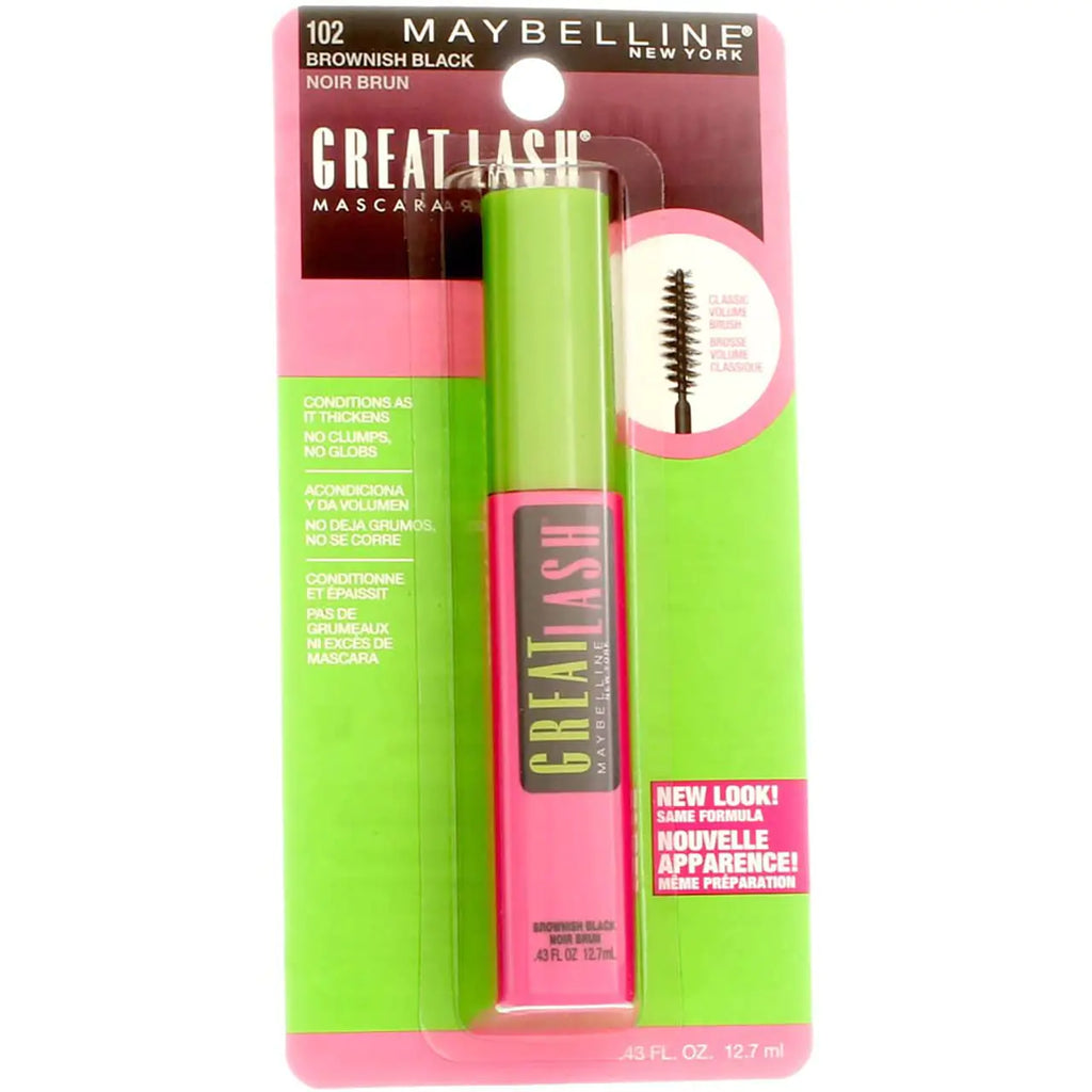 Maybelline Great Lash Washable Mascara Brownish Black [102] 0.43 oz (Pack of 6)