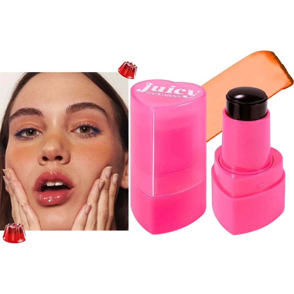 Multi-Use Water Jelly Tint Stick Sheer Lip & Cheek Stain Finish 3-In-1 Cheek Blush Stick & Eyeshadow & Lip Tinted Long-Lasting Moisture - 1000+ Swipes Per Stick (# 05)