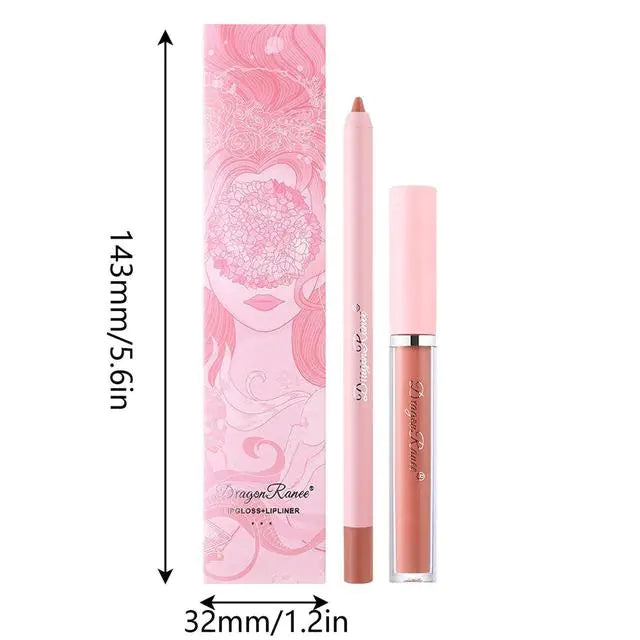 Waterproof Matte Lip Liner and Gloss Set