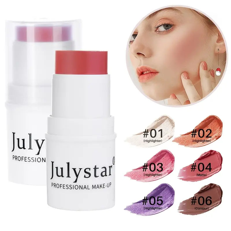 6-Color Matte Blush Stick for Contouring and Brightening