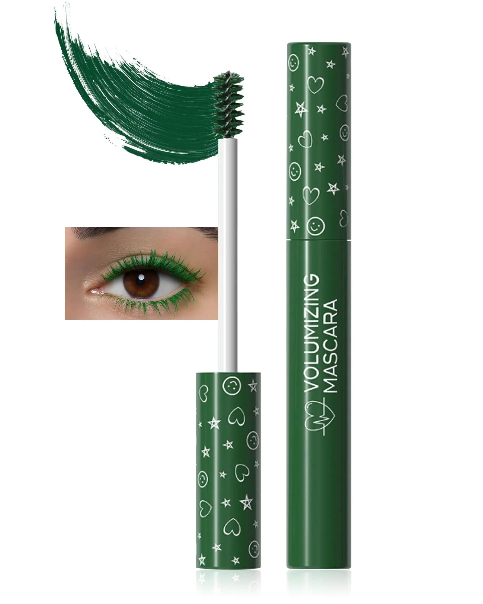 Green Waterproof Mascara Volume and LengthLong Lasting Colored Liquid Tubing Mascara Lash Extensions for EyelashesSmudge-Proof Curling Voluminous Colorful Mascara Women Party Eye Makeup Gift-06