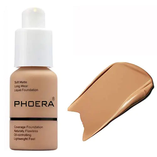 58g PHOERA Foundation Full Coverage Foundation Flawless Concealer Foundation Matte Oil Control Concealer Long Lasting Moisturizing Base Liquid Cover Cream Colour Changing Foundation for women&girls