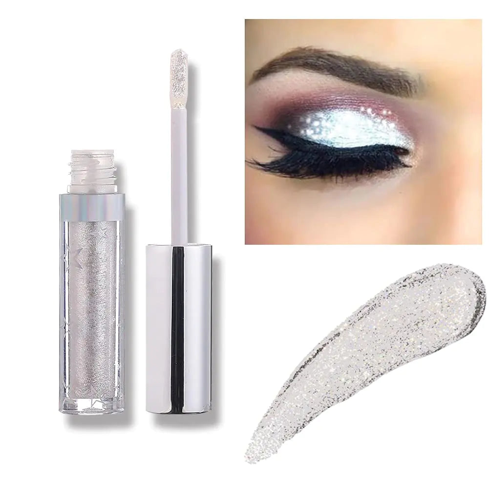 Coalitione Liquid Eyeshadow 12 Colors Long Lasting Waterproof Shining Shimmer Glitter Eyeline liquid Matte Eyeshadow Girls Silver Liquid Eyeshadow for Party Festival Makeup Beauty