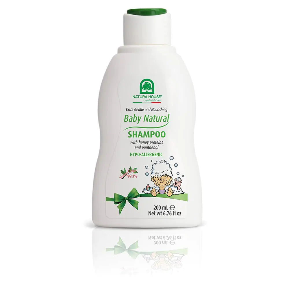 Natura House Baby Natural Shampoo – Light Scent – Nourishing Baby Shampoo with Honey Proteins and Vitamin B5 - No Harmful Substances Made in Italy – Hypoallergenic Dermatologist Tested 6.76 oz.