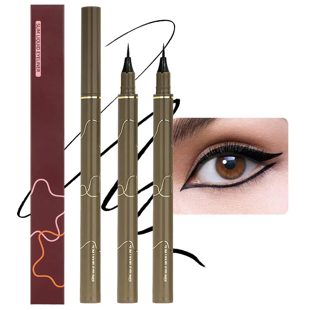 WanTuoluo Matte Liquid Eyeliner Pens Set Eye Ink Liner Makeup Quick Drying Smudge-Resistant Vegan Formula (Pack of 2) (2-black)