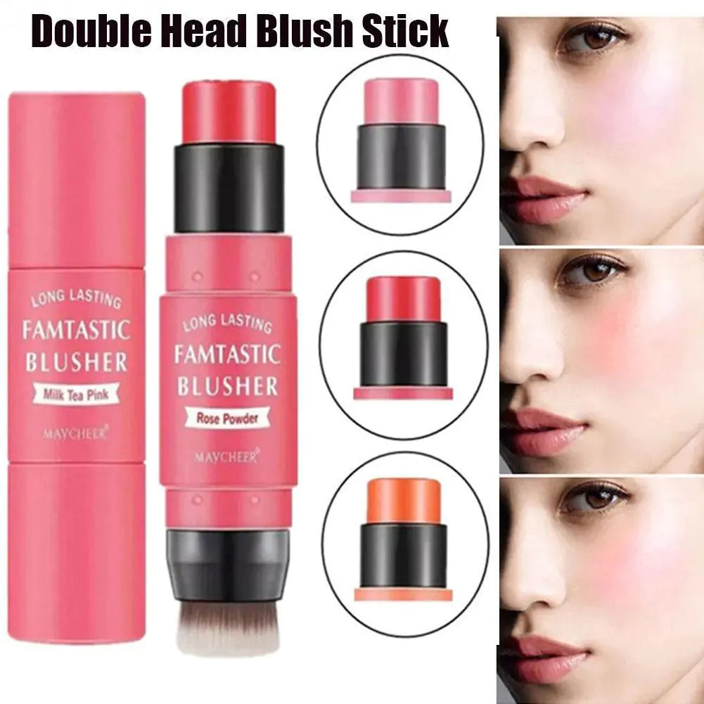 3 Color Double-Ended Blush Stick with Brush Applicator