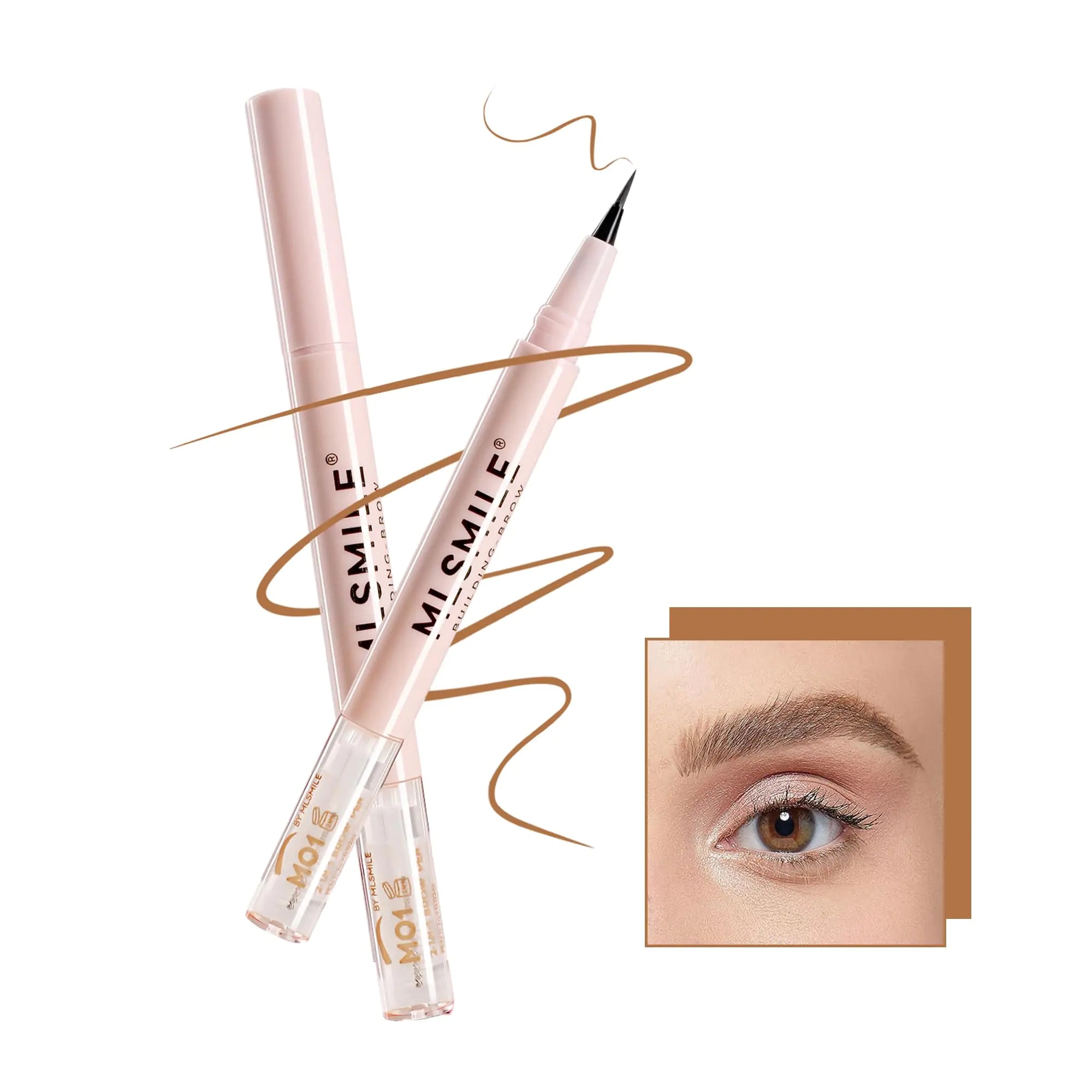 DLZZRS 2-In-1 Brow Pen & Sealing Brow Gel Ultra-Fine Eyebrow Dual-Ended Precision Brow Pencils Shaping Eyebrows Makeup Brow Stylist Definer Waterproof Eyebrow Pencil PINK-01#BLONDE