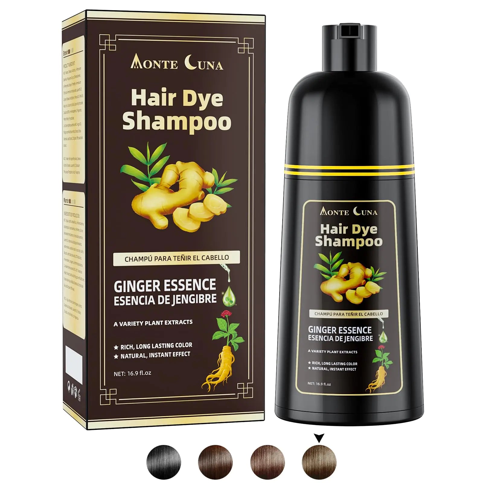KAISASA Brown Hair Dye Shampoo 3 In 1Hair Color Shampoo for Gray Hair CoverNatural Hair Dye Shampoo for Gray HairHerbal Ingredient Natural Shampoo Hair Dye for Women & Men (Brown 500ml)