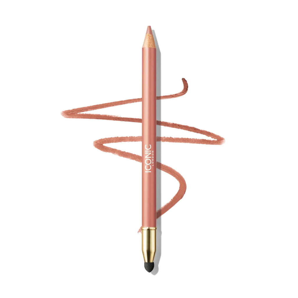 ICONIC LONDON Fuller Pout Sculpting Lip Liner | Blendable Dual Ended Lip Liner with Creamy Colour and Lip Sponge for Buffing Cruelty-Free Vegan Makeup (Unbothered) 0.036 Oz